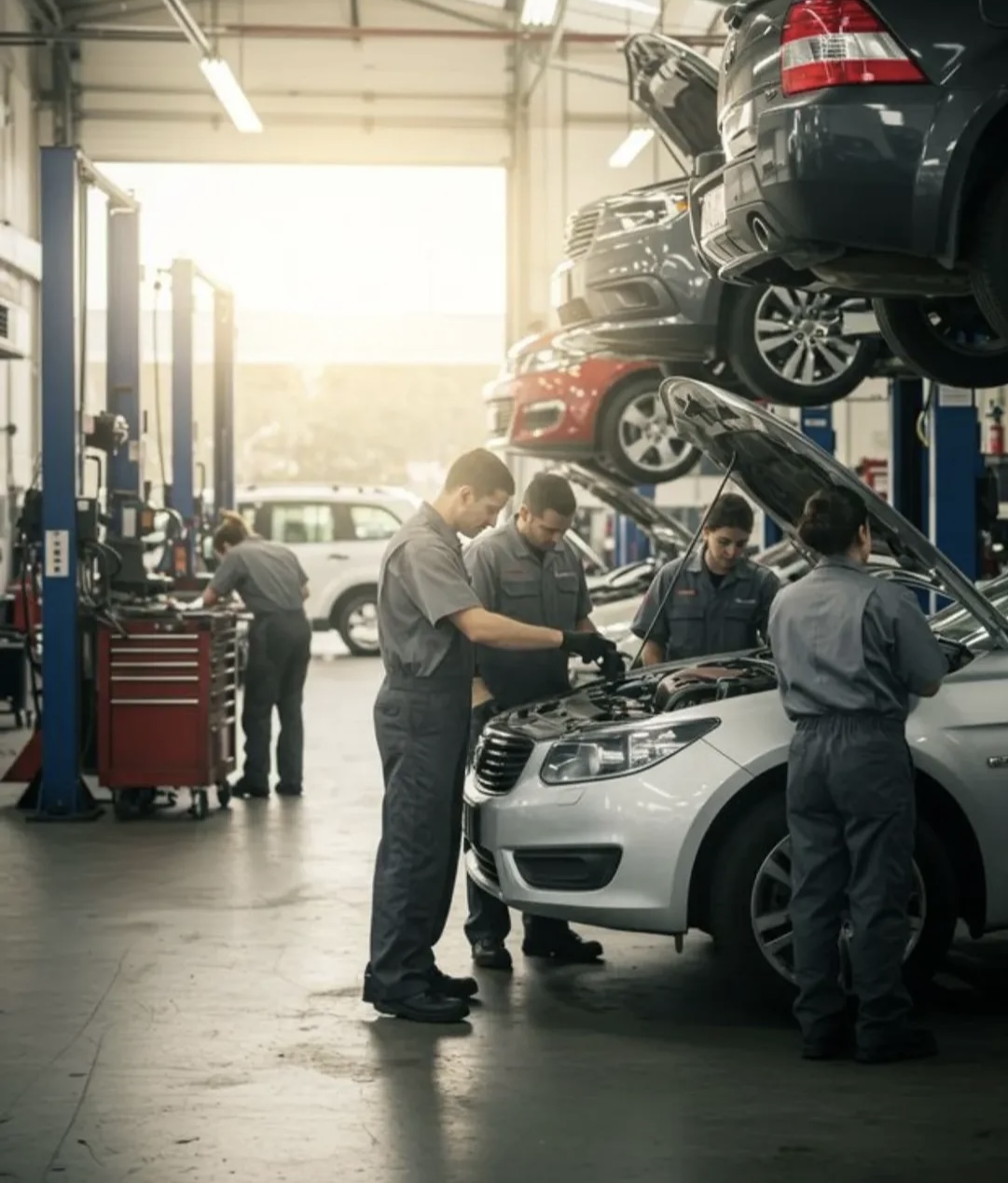 Zufriedener Kunde bei Autoreparatur